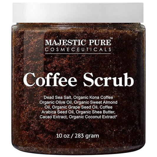 MAJESTIC PURE Arabica Coffee Scrub - All Natural Exfoliating Body Scrub for Skin Care, Stretch Marks, Acne & Cellulite, Reduce the Look of Spider Veins, Eczema, Age Spots & Varicose Veins - 10 Ounces - Bloomnest