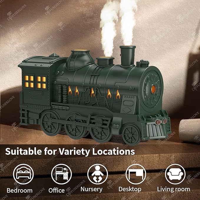 Diffuserlove Essential Oil Diffuser 300ML Train Cool Mist Humidifier Quiet Aromatherapy Diffuser with Night Light for Bedroom Desk - Bloomnest