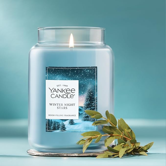 Yankee Candle Winter Night Stars Scented Candle, 22oz Large Jar with up to 150 Hour Burn Time, Giftable, Holidays - Bloomnest