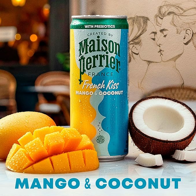 Maison Perrier French Kiss Sweetened Sparkling Juice Beverage, Mango & Coconut Flavors With Real Fruit Juices, 24Pk - Bloomnest