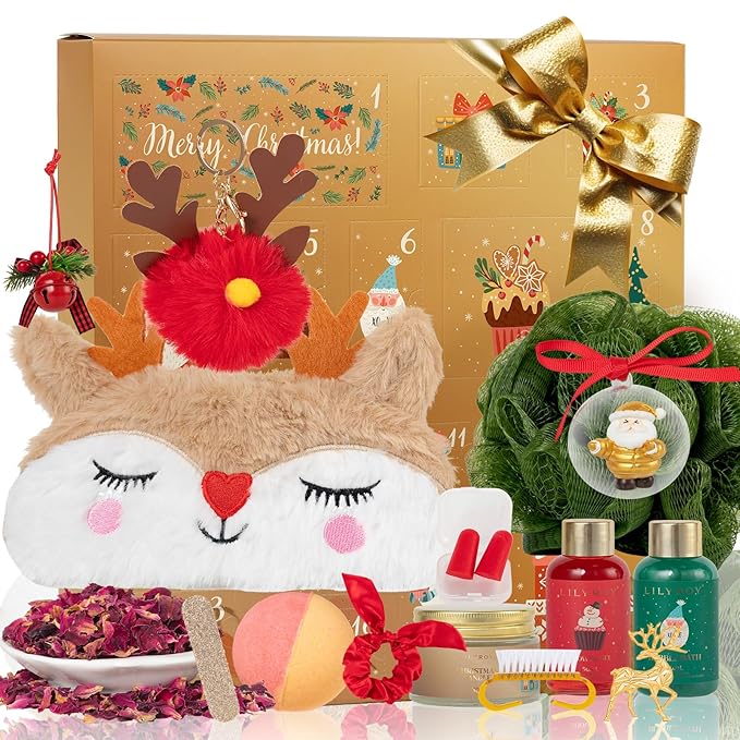Valentines Day Gifts Spa Gifts Set for Women Mom Girls - Luxury Gift Box with Brooch and Cute Sleeping Mask, Bath and Body Spa Gift Set for Women｜Bath Gift Idea for Female Friends Christmas Gifts - Bloomnest