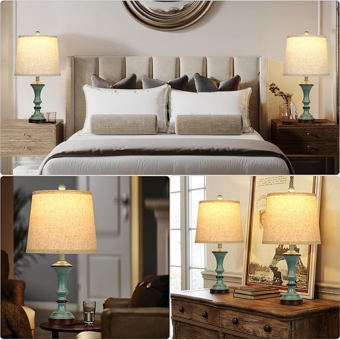 Retro Table Lamps Set of 2 Nightstand Lamp for Bedroom Vintage Rustic Table Lamps for Living Room Traditional Nightstand Bedside Lamps Bulb NOT Included - Bloomnest
