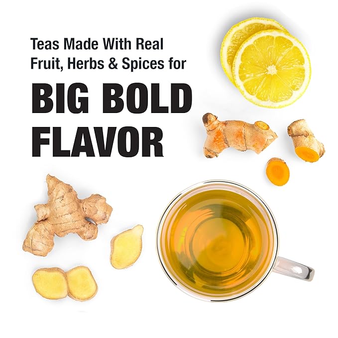 Tiesta Tea - Lemon Ginger Turmeric, Loose Leaf, Lemon Ginger Herbal Tea, Premium Blend, Non Caffeinated Herbal, Make Hot or Iced Brews Up to 25 Cups, 2.5 Ounce Resealable Pouch - Bloomnest