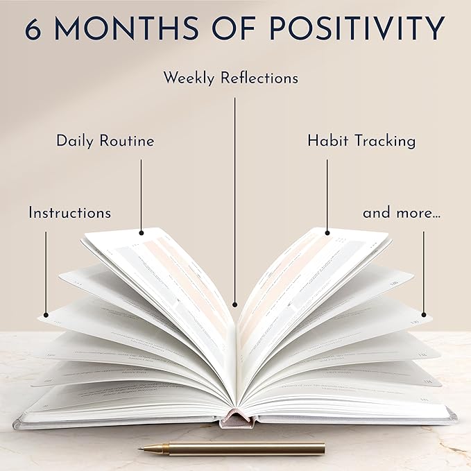 RYVE Daily Gratitude Journal for Women – 6-Month Guided Positivity & Wellness Journal with Prompts, Affirmations, Mindfulness, for Self-Reflection & Manifestation - Bloomnest