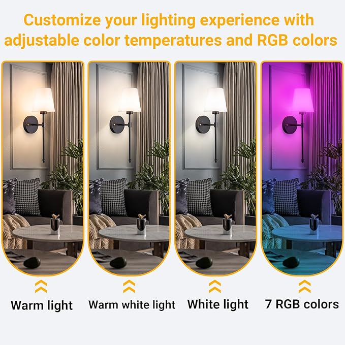 Battery Operated Wall Sconce: Peel and Stick Adhesives Stick On Non Drill Wall Light, Rechargeable Wireless Wall Lamp with Battery Corn Bulb for Bedroom Wall Decor - Bloomnest