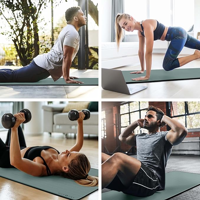 MICRODRY Multi-Purpose Fitness Mat, Cushioned & Non-Slip Foam for Yoga, Pilates, HIIT, Skid-Resistant and Tear-Resistant, 24"x72" with Carry Strap - Bloomnest