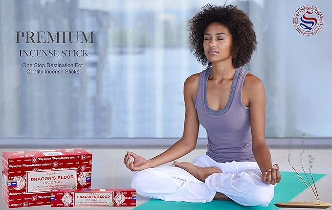 EARTH Satya Dragon's Blood Incense Sticks 15 GMS (Pack of 12) (Green Certified) Indian Perfumed Hand Rolled Agarbatti Perfect for Worship,Relaxation, Medication. Earth