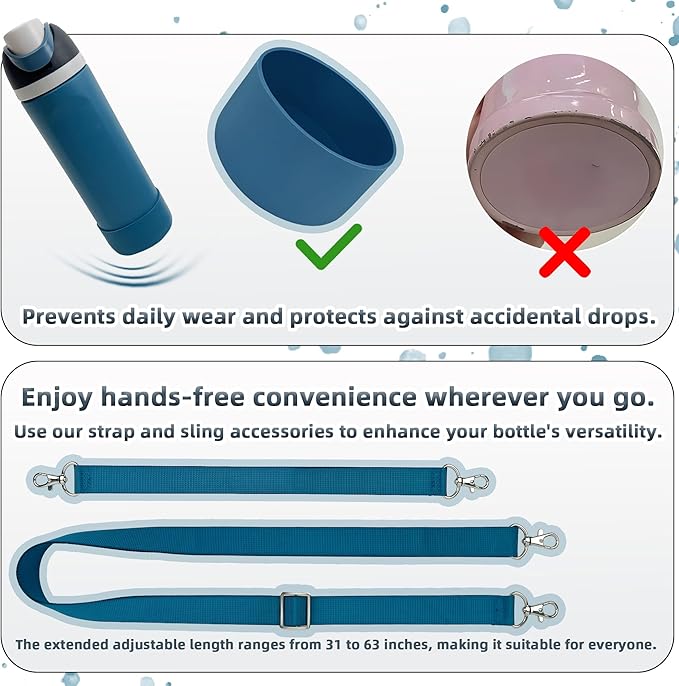 Silicone Boot Set for Owala Water Bottle 24 oz, 32 oz, 40 oz - Includes Non-Slip Sleeve, Shoulder Strap & Handle Strap, Perfect Owala Accessories, Fits Owala Tumbler, Owala FreeSip, Candy Coated SITKOL