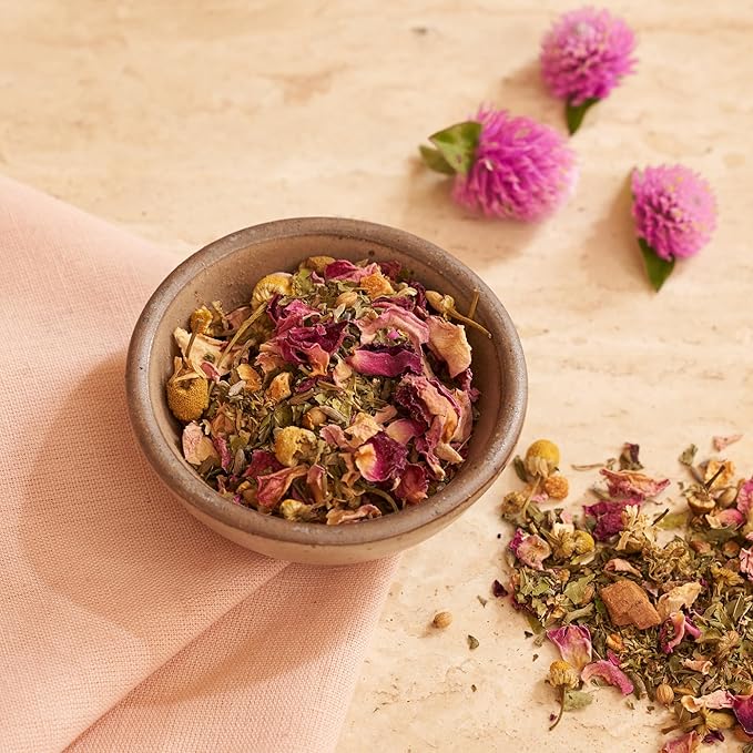 Divya's Calming Peace of Mind Tea, Ayurvedic Herbal Tea with Chamomile, Passion Flower, Lavender, Calming Herbs to Unwind & Relax, Caffeine Free, Organic, Non-GMO, Ayurvedic, Loose Leaf Tea - Bloomnest