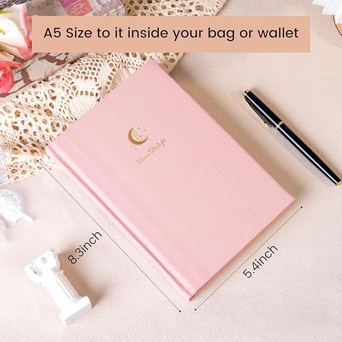 CAGIE Lined Journal Notebook for Women Girls, A5 Hardcover Linen Journals For Writing 256 Pages, Aesthetic Womens Diary, Gifts 8.3'' x 5.7'' Pink - Bloomnest