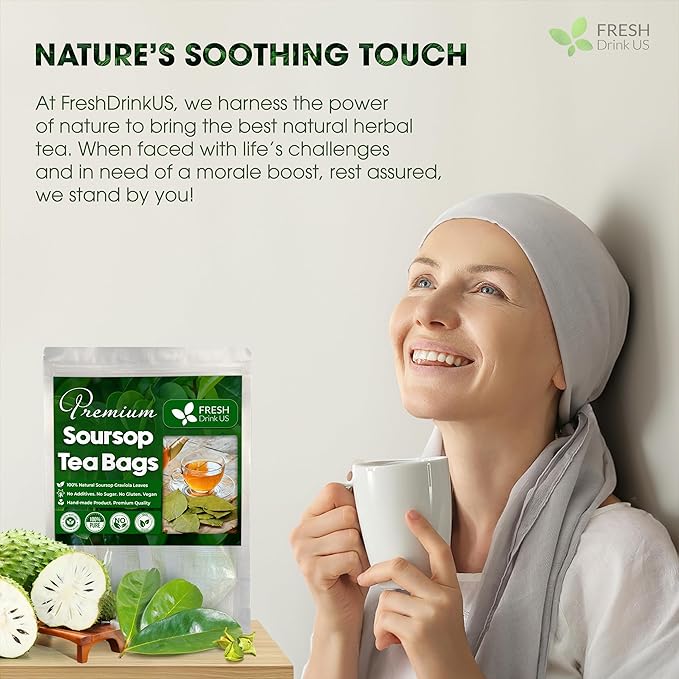 FreshDrinkUS, Premium 10 Soursop Graviola Leaf Tea Bags, 100% Natural & Pure from Soursop Leaves, Hoja Guanabana Herbal Tea. Made with Natural Material Tea Bags. No Sugar, No Caffeine, Vegan. - Bloomnest