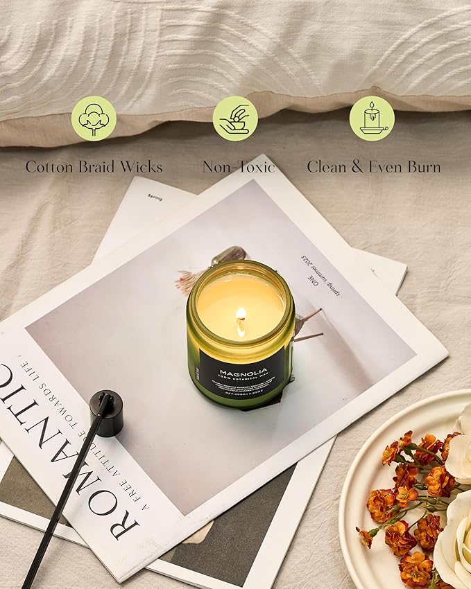M&SENSE Magnolia Jasmine Scented Candle, 7.05oz 50 Hours Long Lasting Clean Non Toxic All Natural Soy Wax Candle for Relaxing & Stress Relief, 2 Wick Spring Fragrance Gifts for Home Decor - Bloomnest