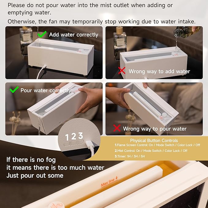 Fireplace Flame Air Diffuser Humidifier,7 Colors Aromatherapy Essential Oil Diffuser,Ultrasonic Aroma Humidifier with Timer for Home,Bedroom,Office,Yoga (White, L) - Bloomnest
