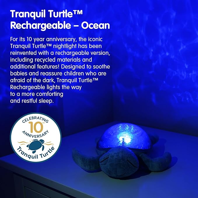 Cloud b Ocean Projector Nightlight with 2 White Noises & 2 Soothing Sounds | Adjustable Settings | Cry Sensor | Tranquil Turtle - Ocean (Rechargeable) - Bloomnest