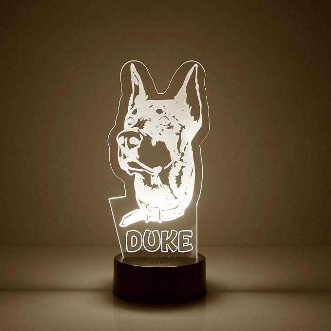 Dog LED Light for Dog Lovers, Custom Engraved with Your Name or Text, Includes Remote with 16 Colors (German Shepherd) - Bloomnest