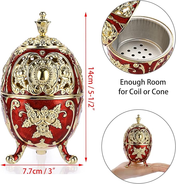 JUXYES Vintage Incense Burner Holder with Removable Ash Catchers, Metal Censer Antique Cone Coil Incense Burner Holder Zinc Alloy Spiritual Aromatherapy Yoga Meditation Gifts Retro Home Decoration - Bloomnest