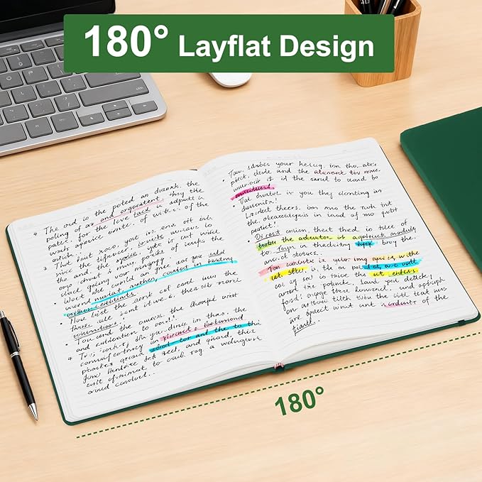 COMIX A4 Lined Journal Notebooks, 240 Pages, Large Size-8.5" x 11", Dark Green, Hardcover Journaling Notebooks for Men & Women- Fits for Office, Business, School, Notes Taking & Writing - Bloomnest