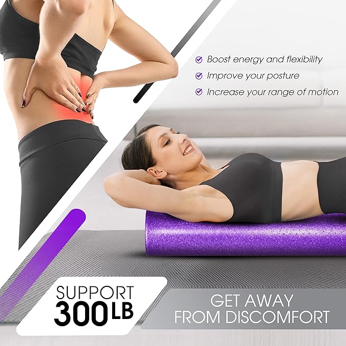 Yes4All High-Density EPP Round Back Roller Foam, Exercise Foam Roller for Yoga, Pilates & Stretching - 12, 18, 24, 36 inch - Bloomnest