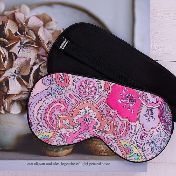 Maxfeel 100% Pure Silk Eye Mask - Sleep Eye Cover in Printed Colors (#12) - Bloomnest