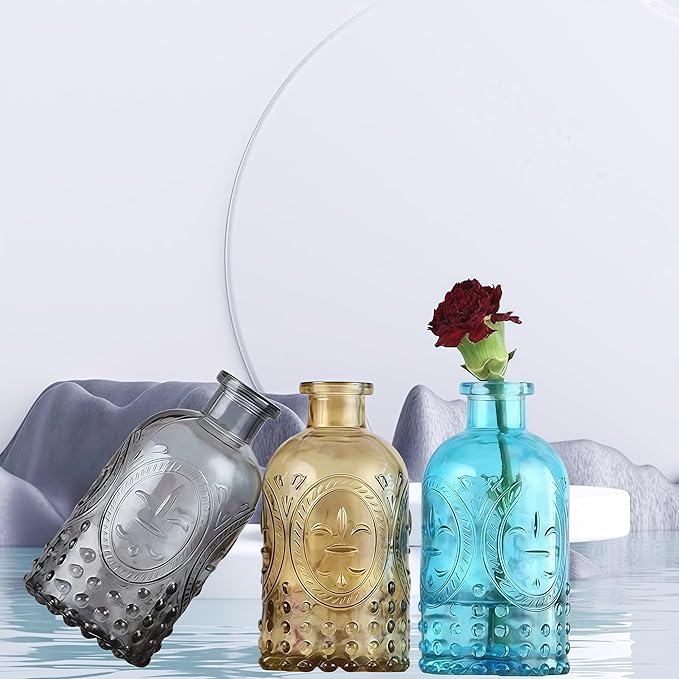 2Pcs Green Glass Reed Diffuser Bottles with Cork Lid,Apothecary Diffuser Decorative Bottles,Small Flower Bud Vase,Aromatherapy Container for DIY Replacement Diffuser,Reed Sticks,Crafts Decor Bloomnest