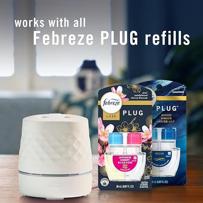 Febreze Plug Scent Booster Starter Kit, Oil Diffuser, Air Freshener Plug in, Continuous Scent Device + 2 Gain Original Refills - Bloomnest