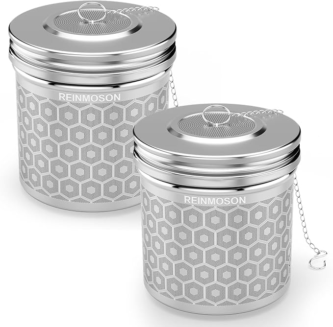2 Pack Reinmoson Extra Large Tea Infuser for Loose Tea & Spice Infuser for Cooking, Extra Fine Mesh Large Tea Strainers for Loose Tea, 304 Stainless Steel Loose Leaf Tea Steeper