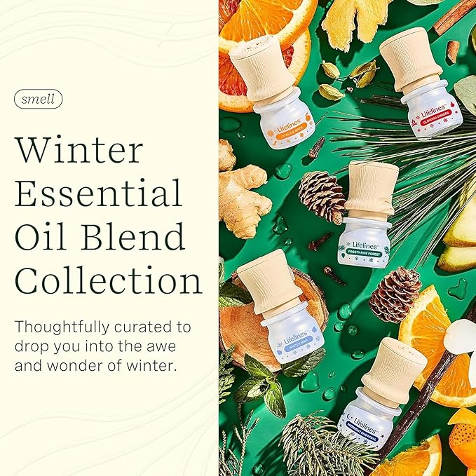 Lifelines Essential Oil Blend Discovery Set, 5 Pack Winter - Aromatherapy Scented Oils with Mess-Free Precision Pump for Diffusers & Humidifiers - Aroma Experience with 5 Unique Blends - Bloomnest