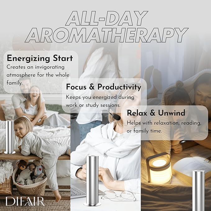 Leak-proof Waterless Diffuser, Hotel Collection Diffuser for Essential Oils, Bluetooth/Remote Control Scent Diffuser, NanoAtomizing Aromatherapy Diffuser, Silent Diffusers for home, bedroom,spa