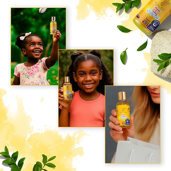 KIYAMEL Healing and Soothing Baby Oil, Fast Absorbing Moisturizer for Sensitive Skin, with Jojoba, Argan & Black Currant Oil, Natural Orange Scent and Vitamin E Enriched - Bloomnest