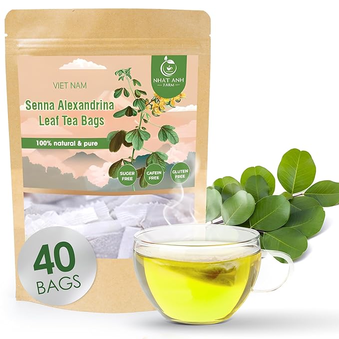 NHAT ANH FARM - Premium Senna Leaf Tea Bags, 40 Senna Leaf Tea Bags, 100% Natural Dried Senna Leaf, Naturally Sweet Herbal Tea, Sugar-Free, Caffeine-Free, No Additives. - Bloomnest