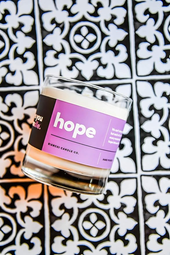 Hope, Inspirational 8oz Highly Scented Candle, Soy, Made in USA, Great Message, Pure Essential Oils, Holiday Gift, Aromatherapy, 100% Pure, Vanilla and Sandalwood - Bloomnest