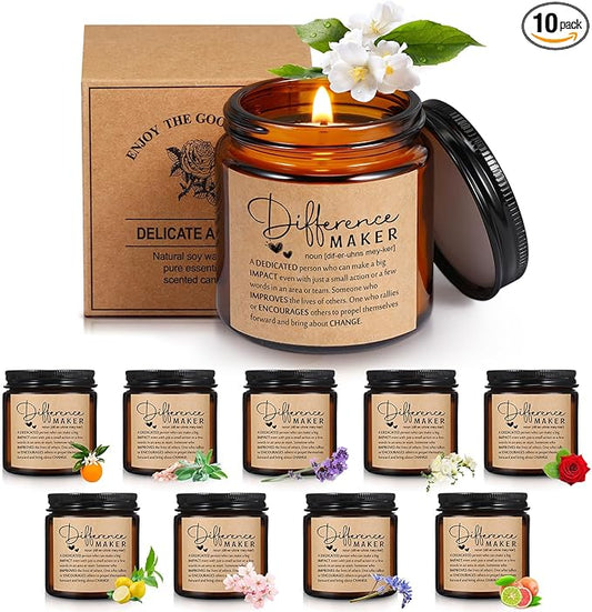 Fumete 10 Pcs Jars Scented Soy Candles 3.5 oz May You Be Proud of The Difference Candles Team Thank You Gifts for Employee Appreciation Gifts Coworker Vet Tech Nurse Teachers(Amber,Maker) - Bloomnest