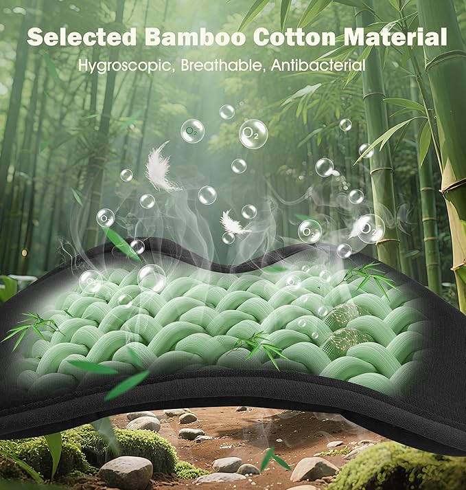 3D Bamboo Cotton Sleep Mask with Headphones Bluetooth 5.4, LC-dolida 2025 New Bluetooth Sleep Mask Headphones for Side Sleepers Women Men, Sustainable Luxury for Better Sleep - Bloomnest