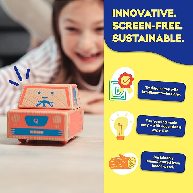 Cody Block Starter Set, Educational Wooden Building Blocks Coding and Car STEM Toys for Preschool Kids Ages 4+, Screen Free - Bloomnest