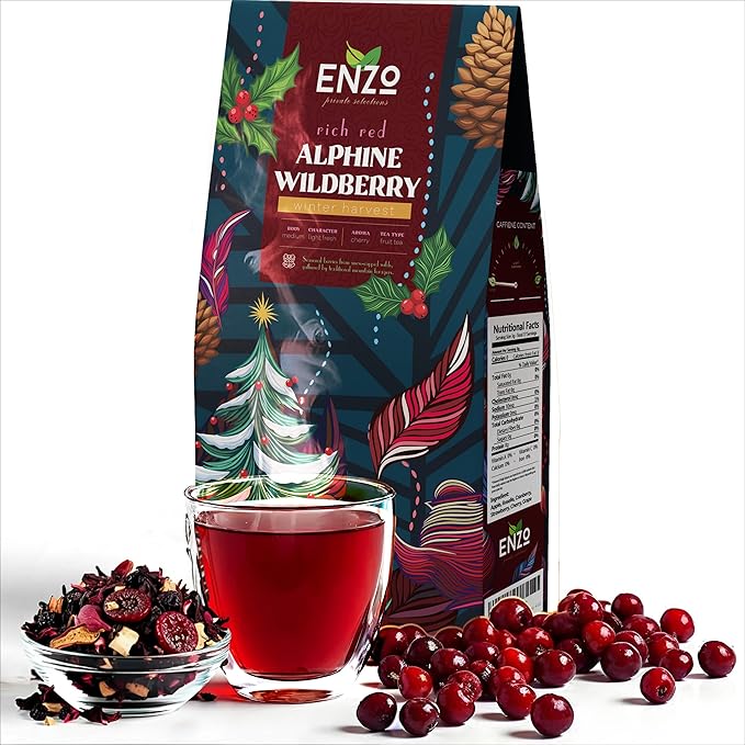 ENZO Tea Master Reserve - Alpine Wildberry (4oz) a Cherry Cranberry Secret Recipe | Mountain-Foraged Wild Berry Hibiscus | Loose Leaf Caffeine Free 37 Servings - Bloomnest