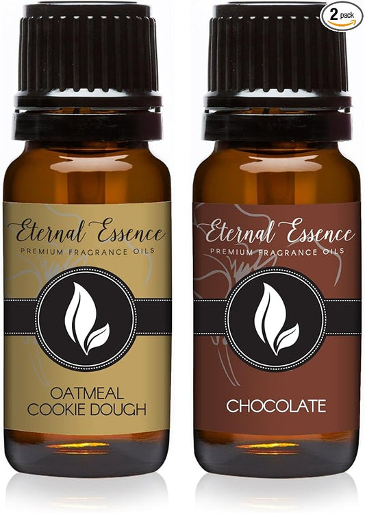 Eternal Essence Oils 2 Pack 10ml Premium Fragrance Oil - Oatmeal Cookie Dough & Chocolate - for Candle, Soap Making, Aromatherapy, Diffusers, Home Care, & Humidifiers EternalEssenceOils