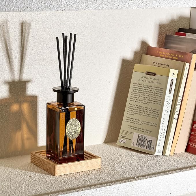 M&SENSE 6.3 oz Large Reed Diffuser Set | Tobacco Teakwood Scent Oil Diffuser with Sticks | Hotel Collection Non-Toxic Essential Oil |for Bedroom Bathroom Living Room - Bloomnest