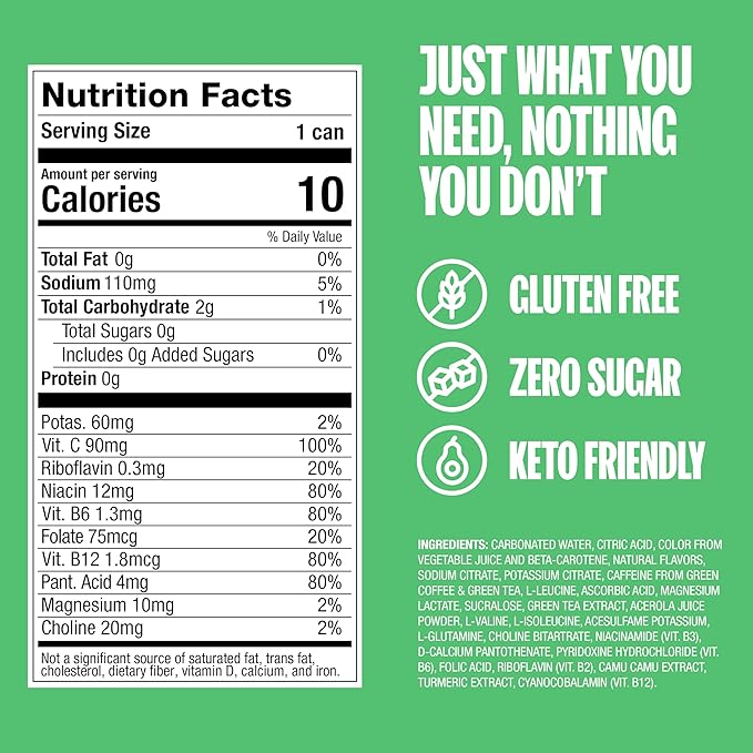ZOA Energy Sugar Free Energy Drinks With Electrolytes For Hydration, Lemon Lime - 12 Fl Oz (12-Pack) - Bloomnest