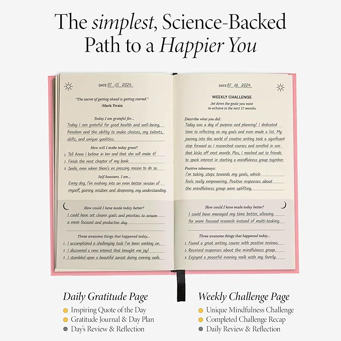 The Original Gratitude Journal for Women 2026 - Daily Gratitude Practice for Girls with Inspiring Quotes & Mindful Prompts for Affirmation Reflection and Happiness - Premium Linen Pink - Bloomnest