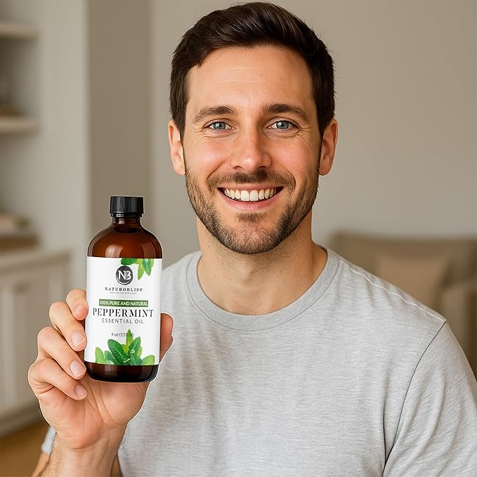 NaturoBliss Peppermint Essential Oil, 100% Pure and Natural Therapeutic Grade, Premium Quality Peppermint Oil, 4 fl. Oz - Perfect for Aromatherapy and Relaxation - Bloomnest