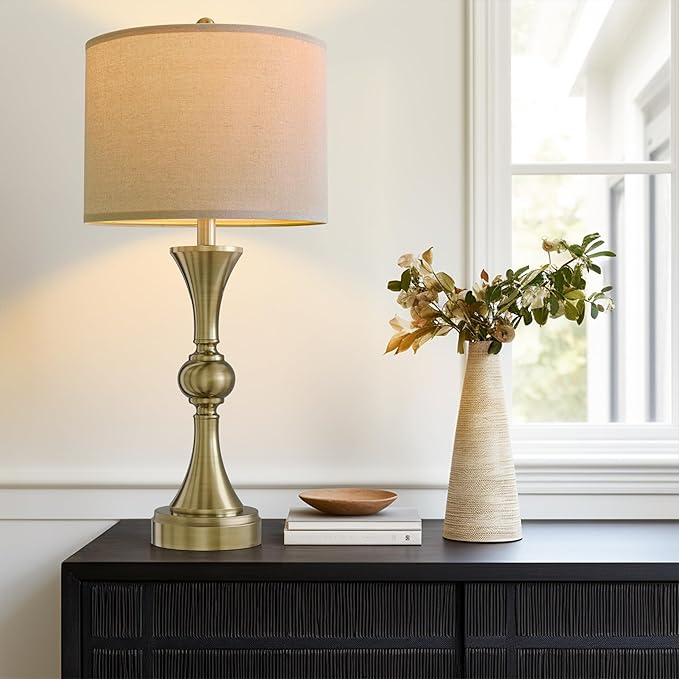 28" Table Lamps for Living Room Set of 2, Bedroom Lamps with USB A+C Ports, Modern Table Lamp,Desk Lamp, Lamps for Night Stands(Antique Bronze,No Bulbs Included) - Bloomnest