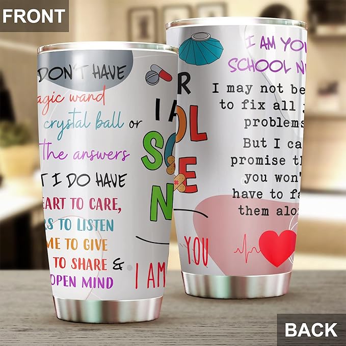 Stainless Steel 20oz Tumbler, Funny School Nurse Appreciation Gifts - Birthday, Christmas, Nurses Day Gifts - Coffee Cup - Bloomnest