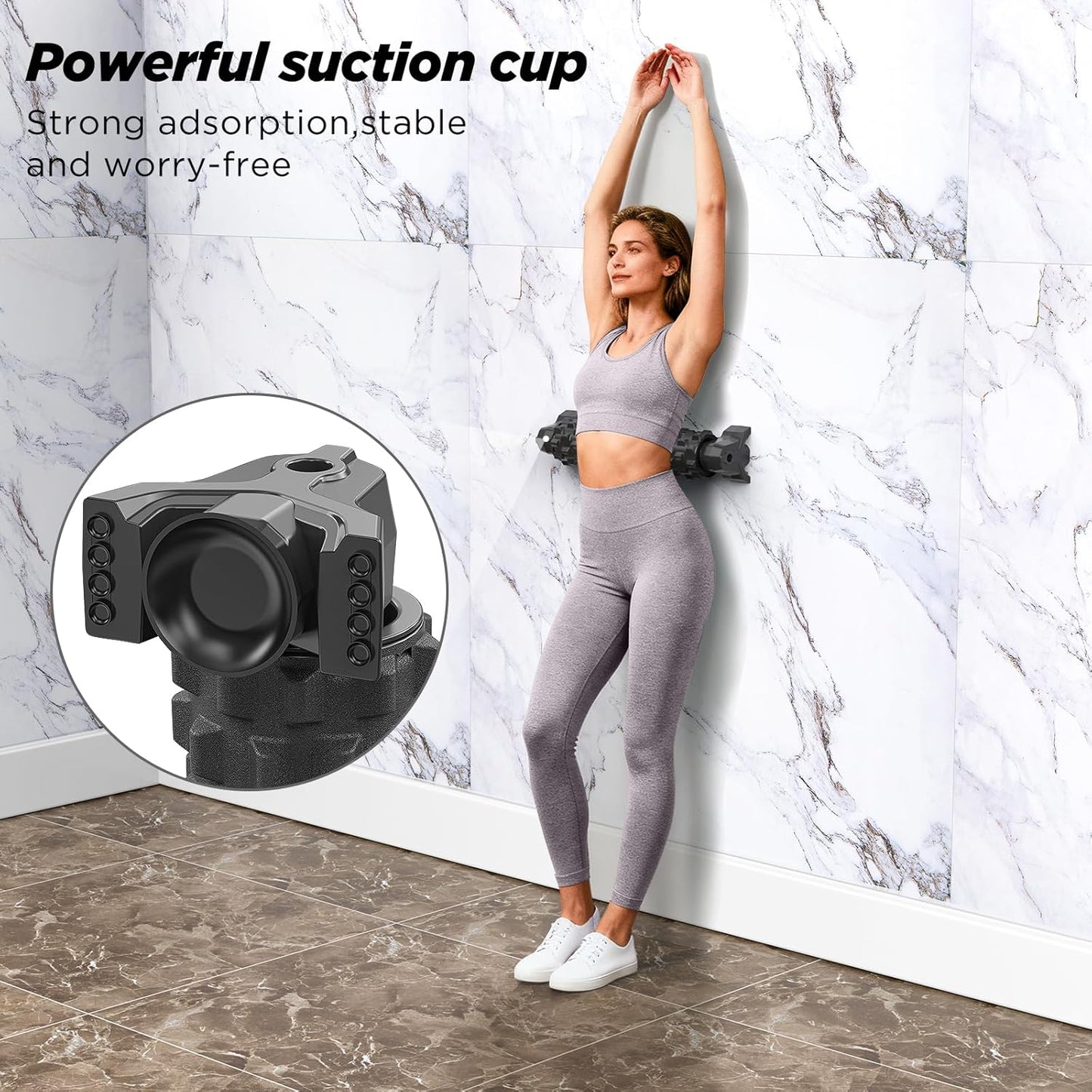 Foam Roller with Suction Cup Stand, 21 inch Trigger Point Deep Tissue Massage Foam Roller,Medium Density Grid Bracket Foam Rollers, Myofascial Release, Relieves Leg Muscle Pain, Gym Equipment