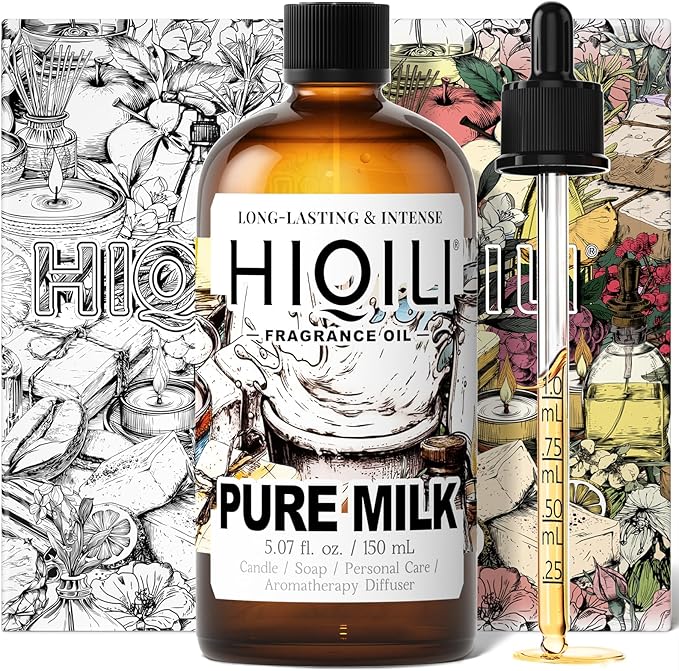 HIQILI Pure Milk Fragrance Oil for Home Diffuser, Ideal for Making Soap, Candles, Sugar Scrub, Skin & Body, Pet Safe - 5.07 Fl Oz HIQILI
