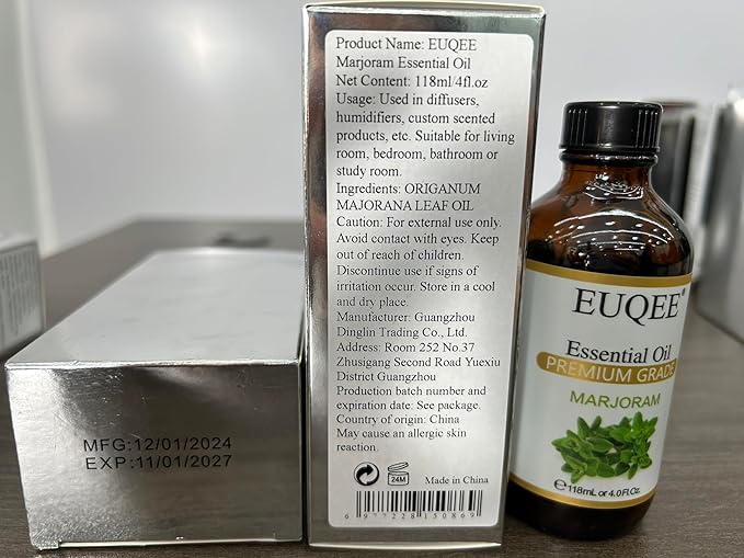 EUQEE Marjoram Essential Oil 118 ml Large Bottle Premium Marjoram Oil with Glass Dropper Great for Diffusers, Soap Candle Making - 4 oz - Bloomnest