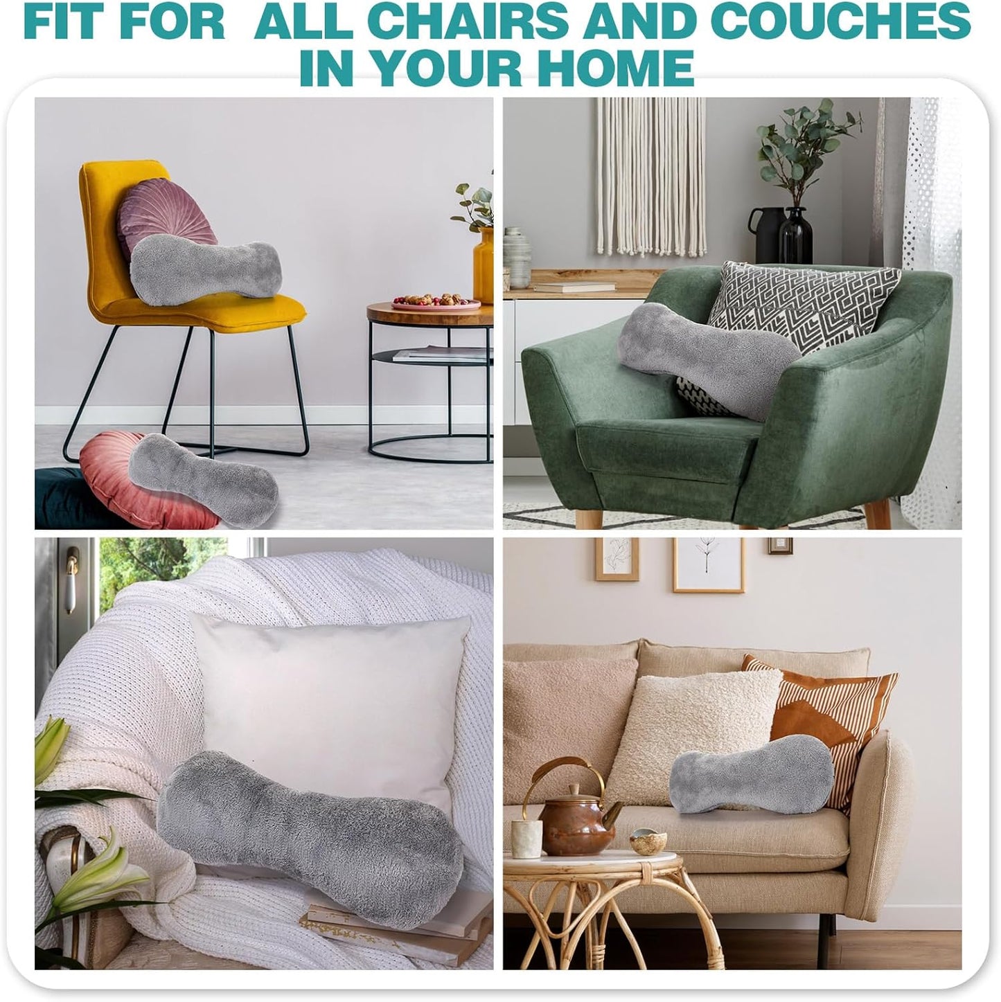 1 Pc Neck Pillow for Recliner Headrest Pillow Bone Shaped Chair Plush with Adjustable Strap Neck Support and Pain Relief Curve Head Cushion for Car Travel Airplane (Grey)