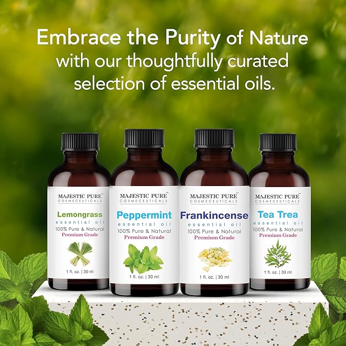 Majestic Pure Peppermint Essential Oil with Glass Dropper - 1 Fl Oz - 100% Pure and Natural Peppermint Oil - Premium Grade Essential Oils for Diffuser, Aromatherapy, Soap and Candle Making - Bloomnest