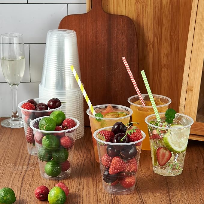 Turbo Bee 480 Pack 12oz Clear Plastic Cups,Disposable Drinking Cups,Hot and Cold Drink Container for Water, Juice, Soda, Milk - Bloomnest