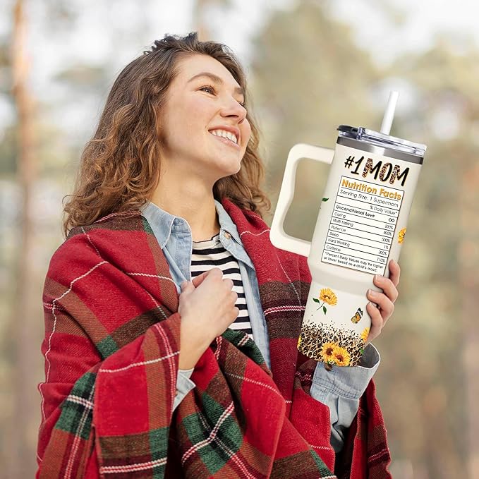 Best Mom Ever Gifts - Mothers Day Gift For Mom from Daughter, Son, Kids - Birthday, Christmas Gifts Idea For Mother, Mom, Wife - Tumbler With Handle 40oz - Bloomnest