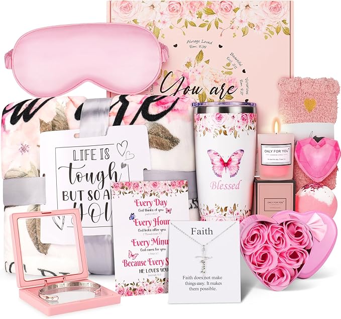 Fortuning's JDS 14PCS Christian Gifts for Women: Faith, Inspirational, Spiritual, Religious, Catholic, Baptism, Get Well Soon, Mother's Day Gifts for Mom, Wife, Girlfriend, Sister - Bloomnest